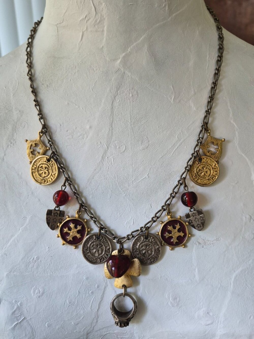 Arizona Necklace Vintage multi-charm statement medieval/eclectic assemblage